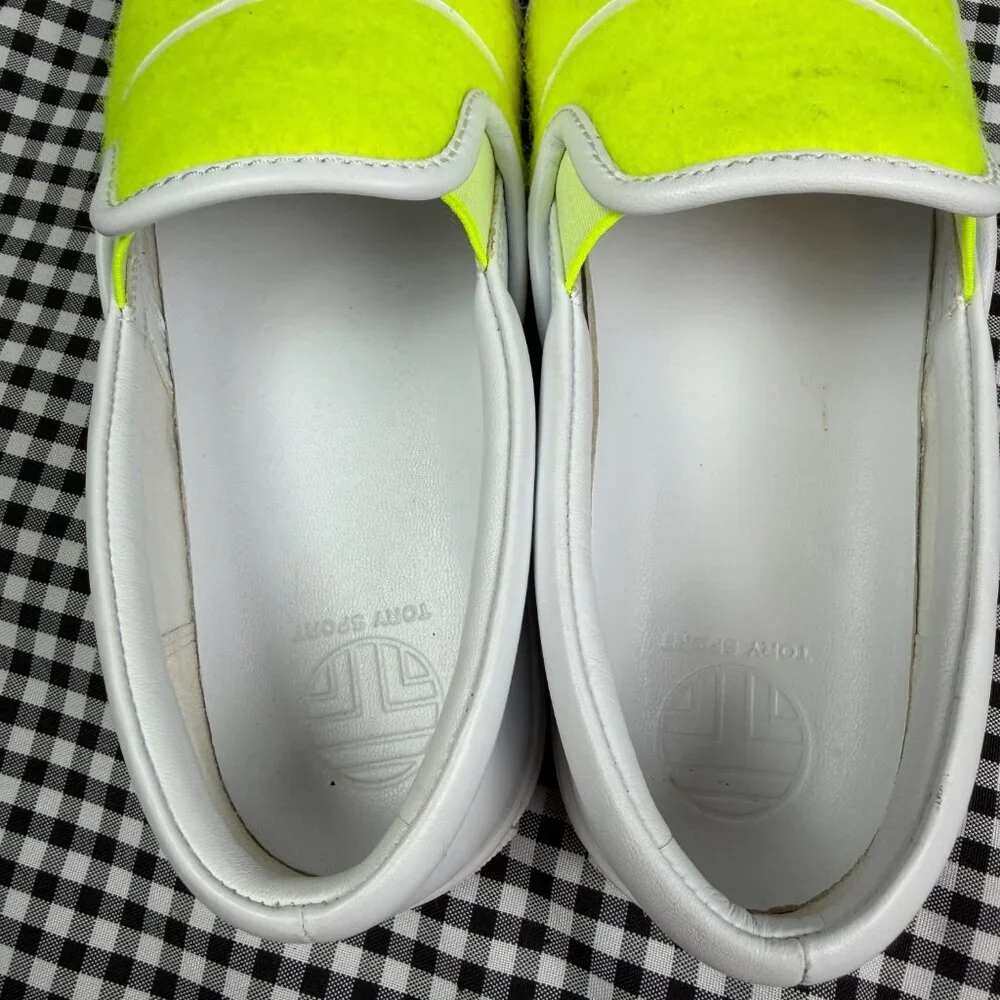Tory Burch Sport Mr Grumpy Tennis Ball Slip On Sneakers Neon Yellow Womens 5.5